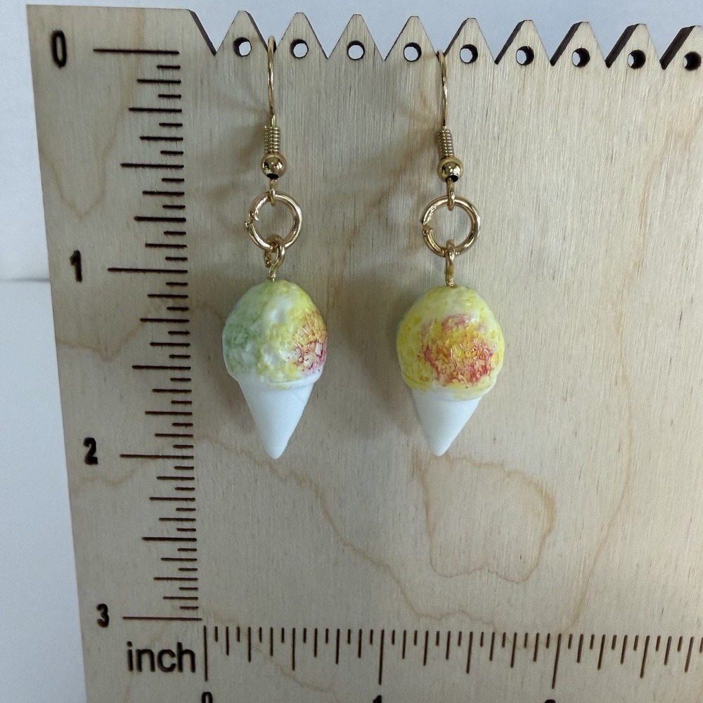 Snowcone Fair Treat Dangle Drop Earrings Cute Novelty Jewelry‎ Nickel Free - Picture 3 of 4